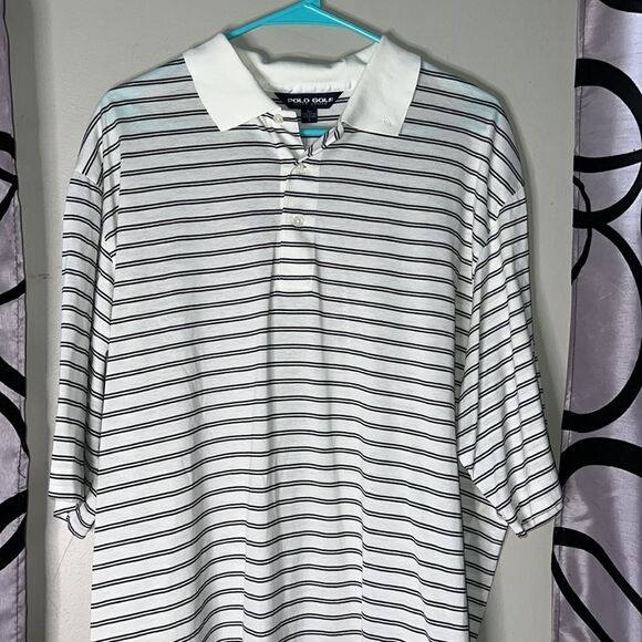 Ralph Lauren, golf polo, black and white striped, short sleeve size large - Picture 2 of 8